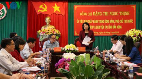 Phó Chủ tịch nước Đặng Thị Ngọc Thịnh làm việc tại Đăk Nông