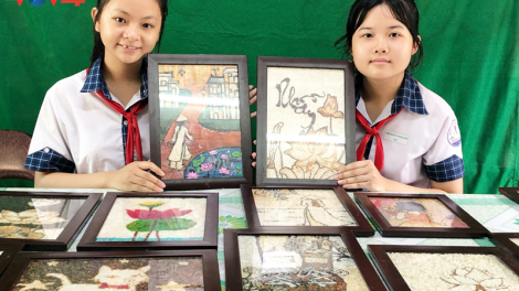Học sinh Cần Thơ sáng tạo tranh nghệ thuật từ gạo và vật liệu tái chế