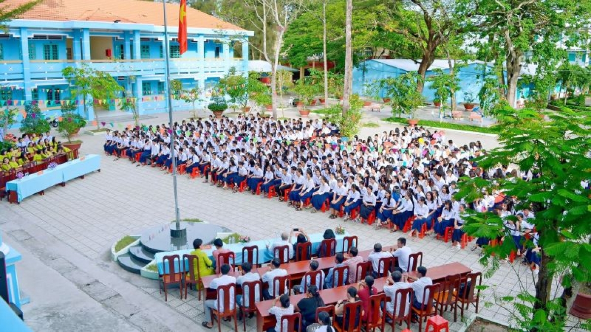Một khung hình tuyệt đẹp được ghi tại Trường DTNT Huỳnh Cương, Sóc Trăng
