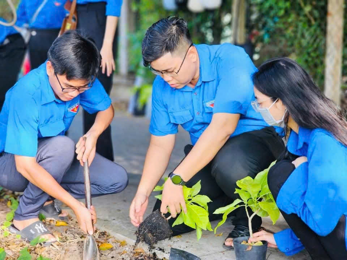 Bí thư đoàn tham gia trồng cây xanh