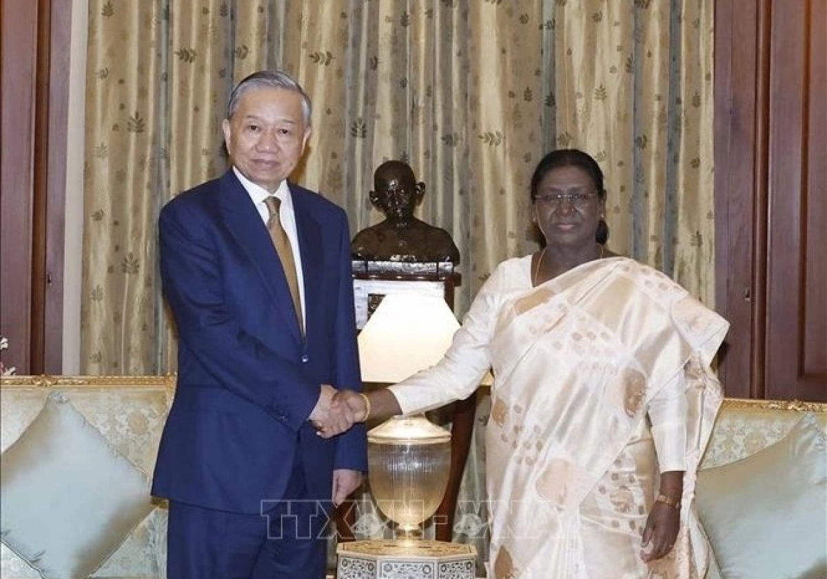Tổng Bí thư, Chủ tịch nước Tô Lâm hội kiến Tổng thống Ấn Độ Droupadi Murmu. 